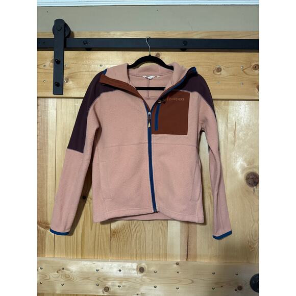 Cotopaxi Women's Abrazo Hooded Full-Zip Fleece Jacket XS Maroon Colorblock - Picture 2 of 6